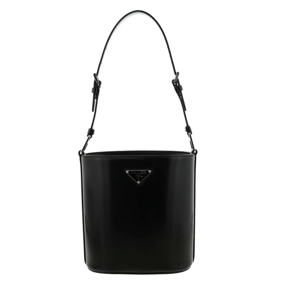 PRADA Brushed Leather Handbag Black AB